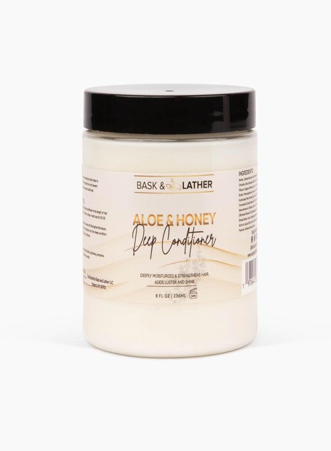 BASK & LATHER Aloe & Honey Deep Conditioner – Moisturizing Hair Mask with Aloe Vera, Honey & Shea Butter – Restores Strength, Reduces Breakage, For All Hair Types & Color-Treated Hair, 8oz